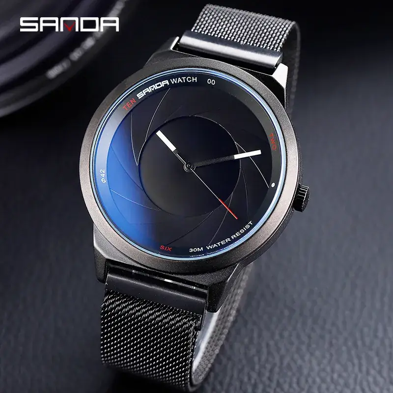 Sanda Ultra-Thin Quartz Couple Watches with Mesh Strap - Image 5