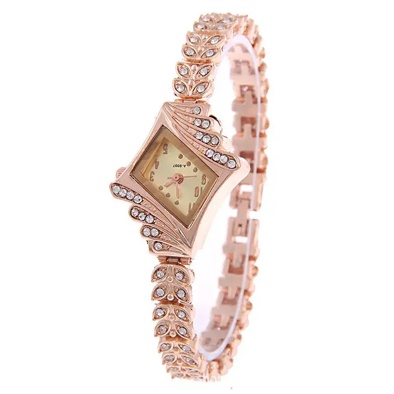 Rose Gold Rhinestone Quartz Bracelet Watch - Image 2
