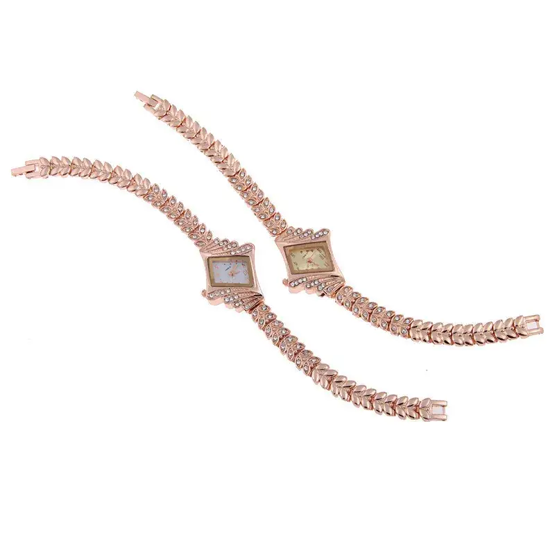 Rose Gold Rhinestone Quartz Bracelet Watch - Image 3