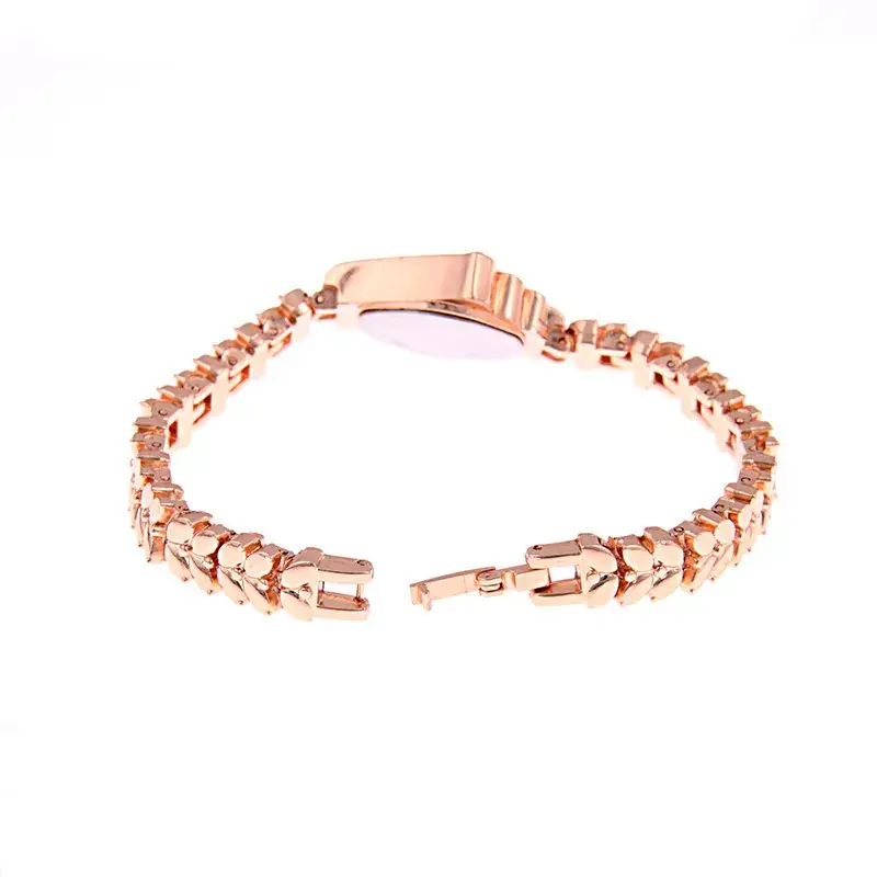 Rose Gold Rhinestone Quartz Bracelet Watch - Image 4