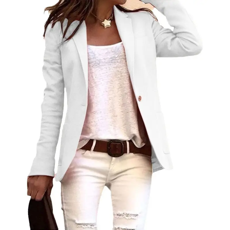 Light Blue Slim Fit Women Suit with Long Sleeve Top - Image 11