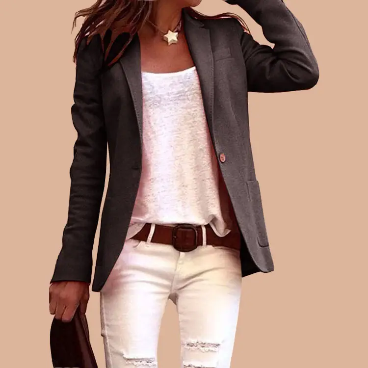 Light Blue Slim Fit Women Suit with Long Sleeve Top - Image 4