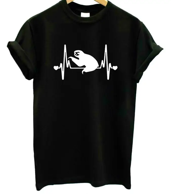 White T-Shirt with Dog Heartbeat Graphic - Image 2