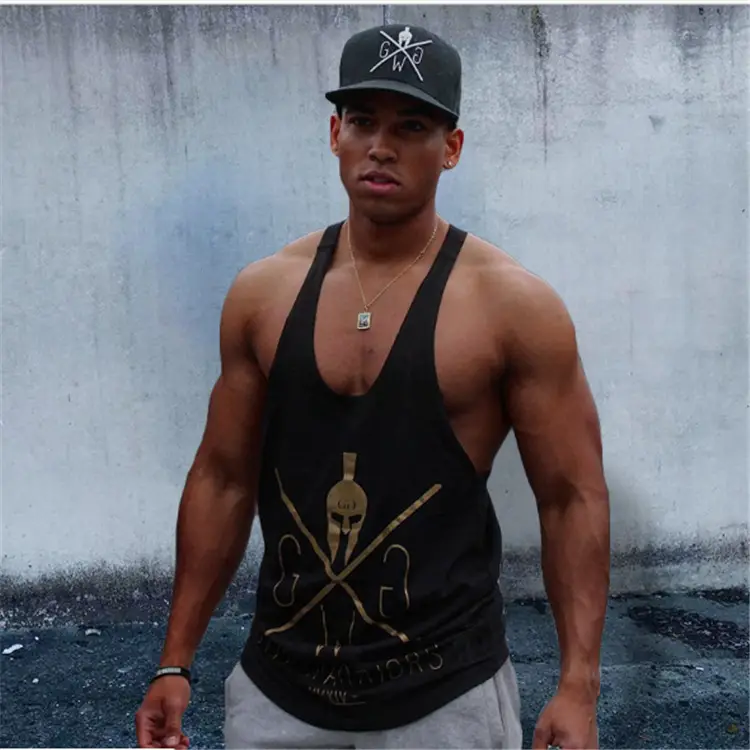 Men's Black Crossed Logo Gym Vest I-Shaped Workout - Image 8