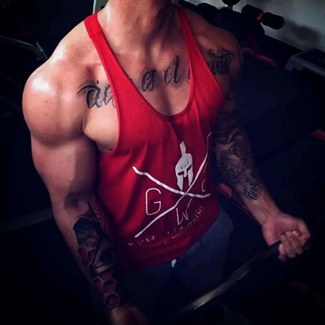 Men's Black Crossed Logo Gym Vest I-Shaped Workout - Image 4