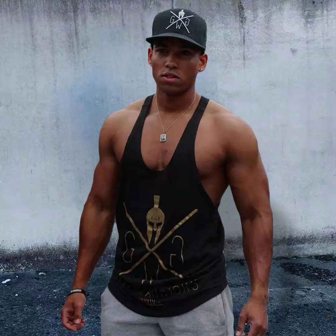 Men's Black Crossed Logo Gym Vest I-Shaped Workout - Image 5