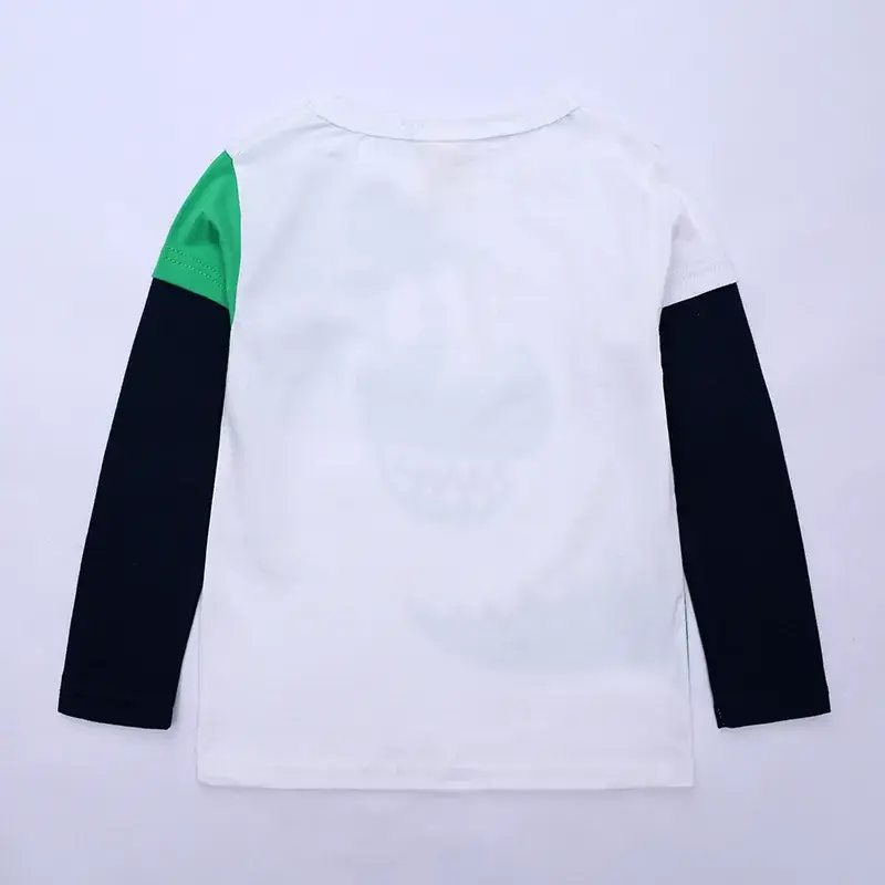 Kids Dragon Print Long Sleeve T-Shirt White Green - Image 4