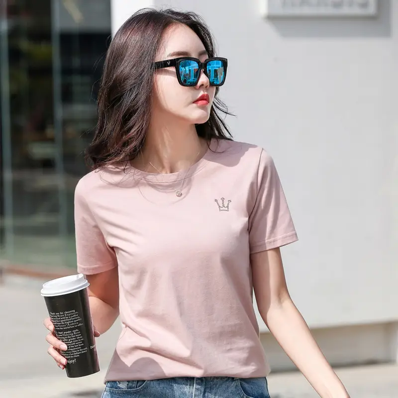 Women's 2024 Round Neck T-Shirt Navy Blue - Image 11