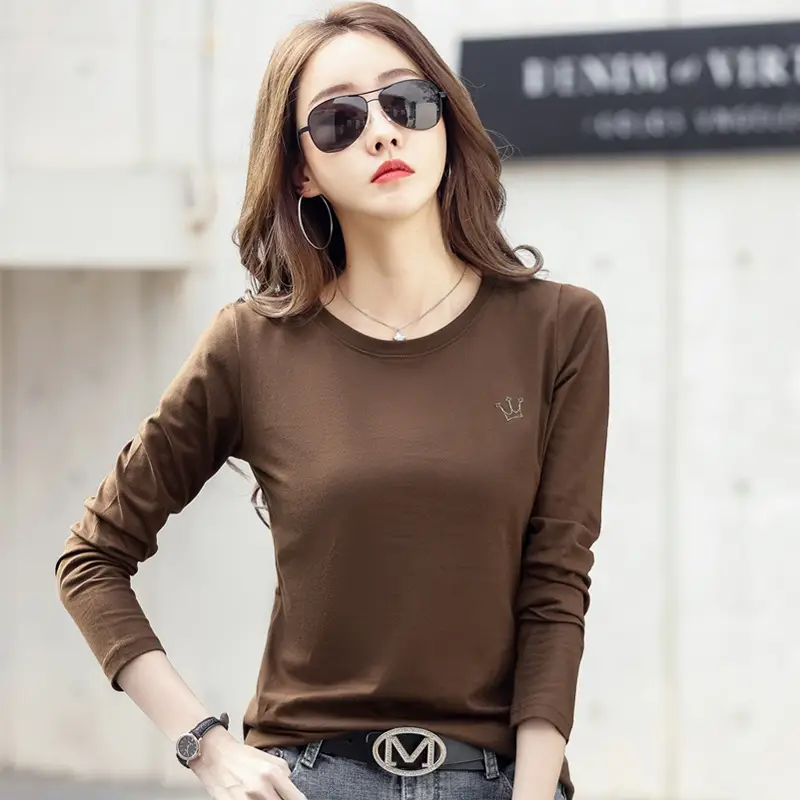 Women's 2024 Round Neck T-Shirt Navy Blue - Image 5