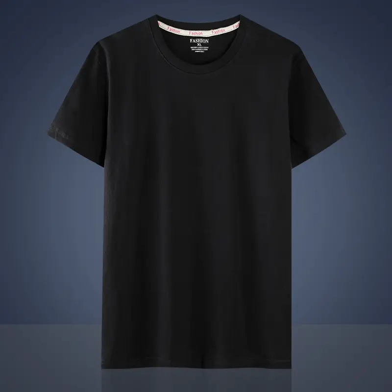 Men 26 Cotton Solid Black T-Shirt Tide Brand - Image 3