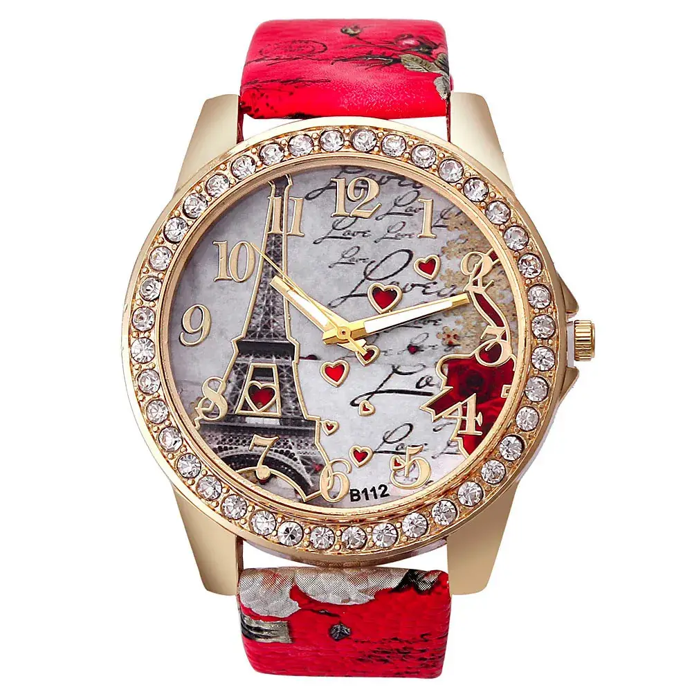 Women's Eiffel Tower Watch with Heart & Signatures Design - Image 2