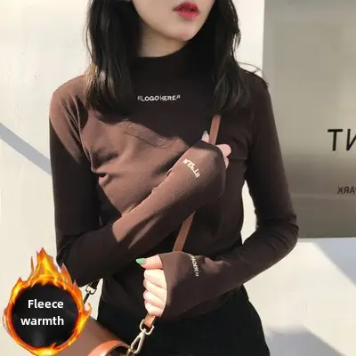 2025 Fleece Long Sleeve Top for Women with Letter Embroidery - Image 32