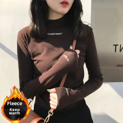 2025 Fleece Long Sleeve Top for Women with Letter Embroidery - Image 35