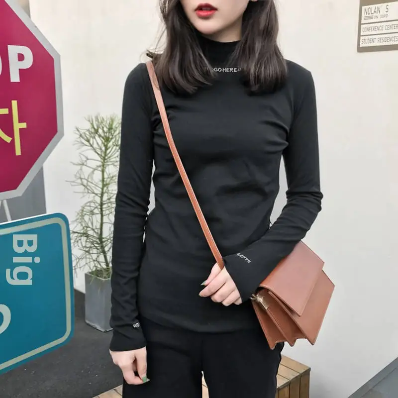 2025 Fleece Long Sleeve Top for Women with Letter Embroidery - Image 4