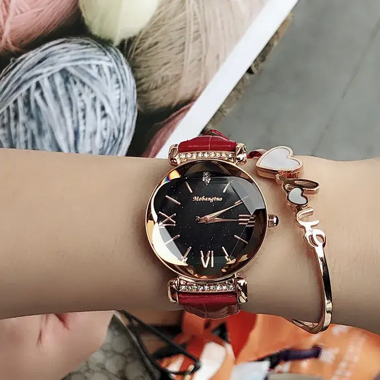Star Watch for Women Quartz Leather Band White - Image 15
