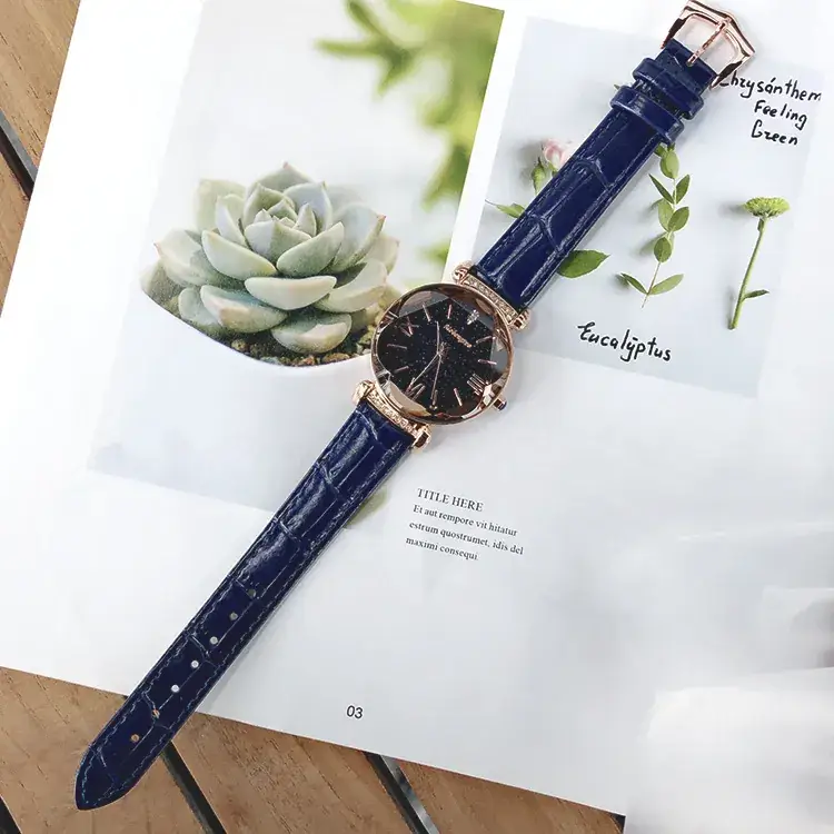 Star Watch for Women Quartz Leather Band White - Image 11