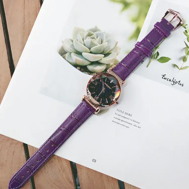 Star Watch for Women Quartz Leather Band White - Image 9