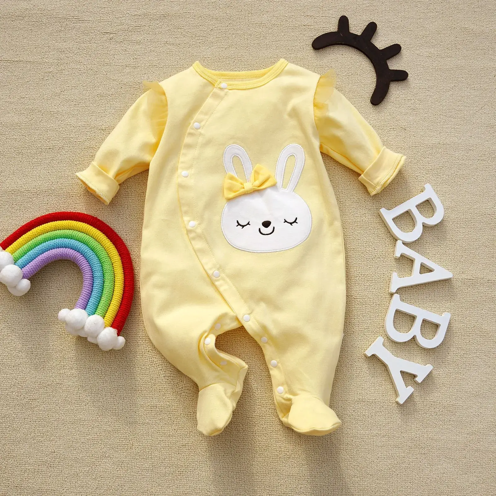 Yellow white rabbit head and feet