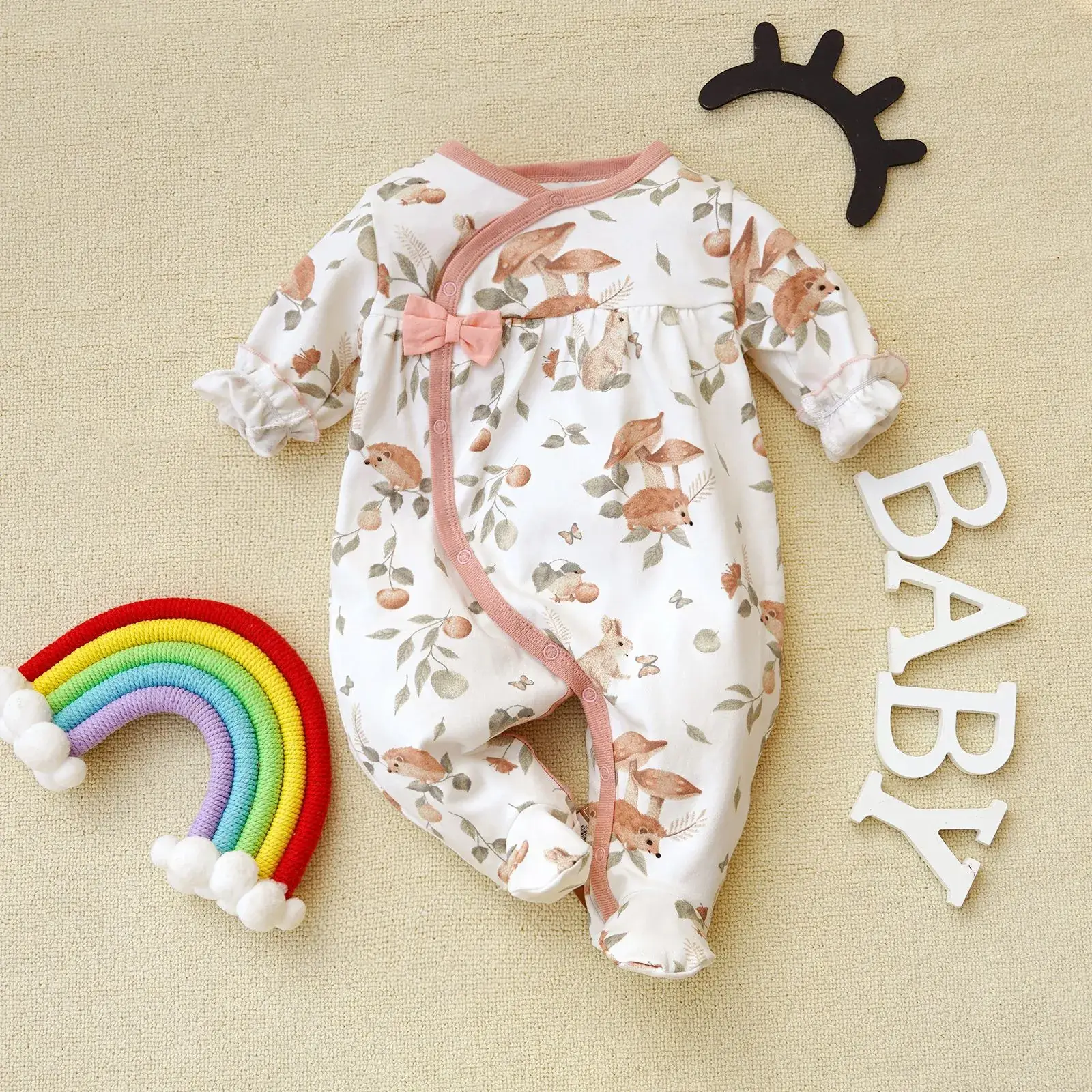 Fangying Baby Footie Suit Cotton 3-12 Months - Image 4