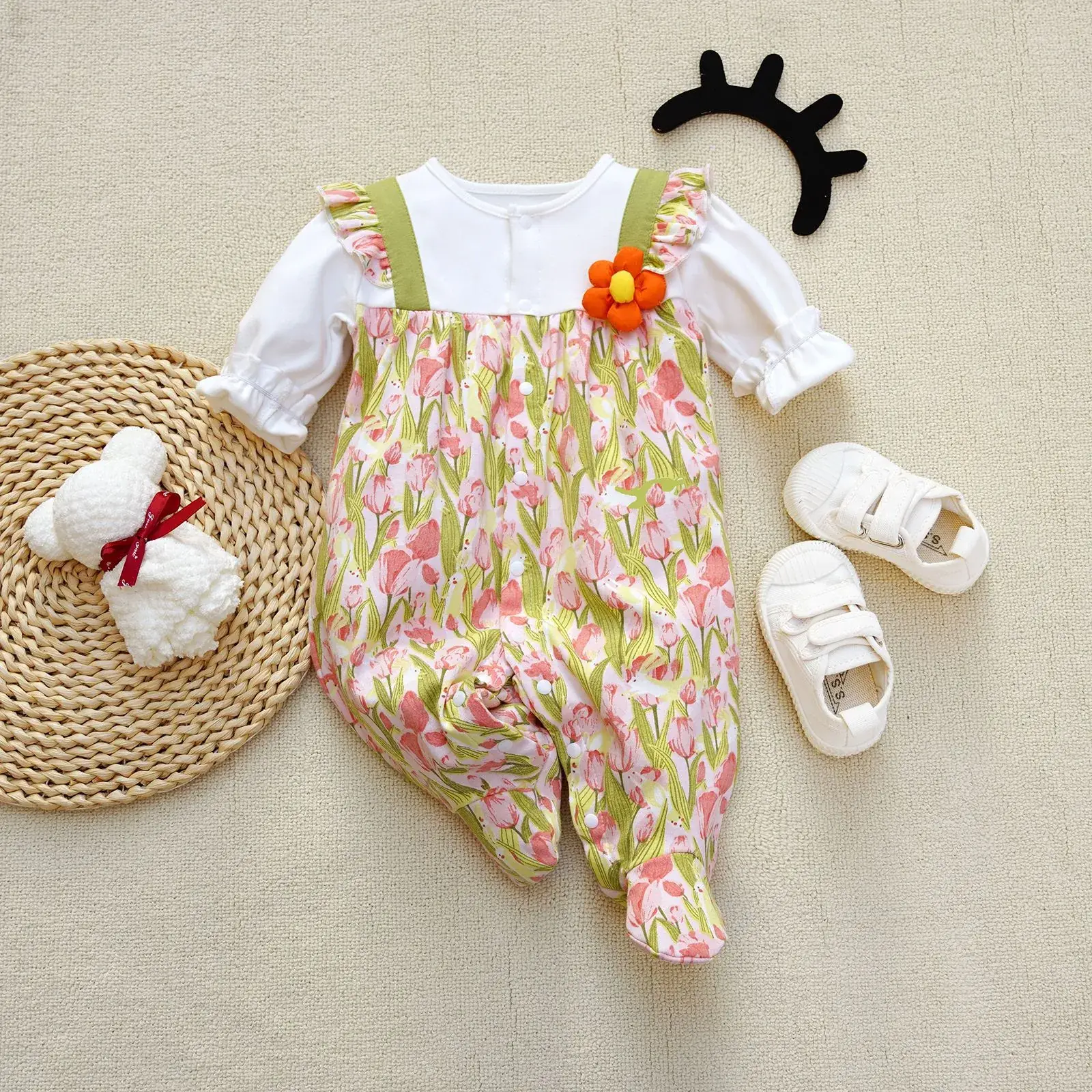 Fangying Baby Footie Suit Cotton 3-12 Months - Image 8
