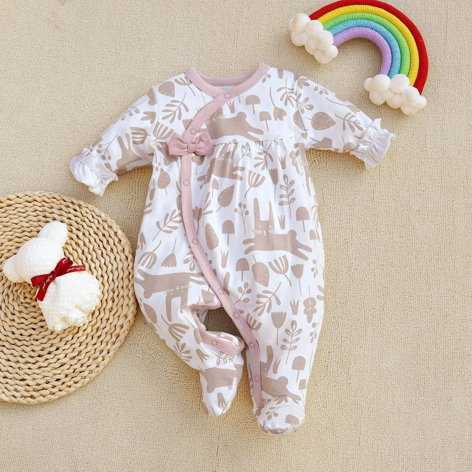 Fangying Baby Footie Suit Cotton 3-12 Months - Image 12