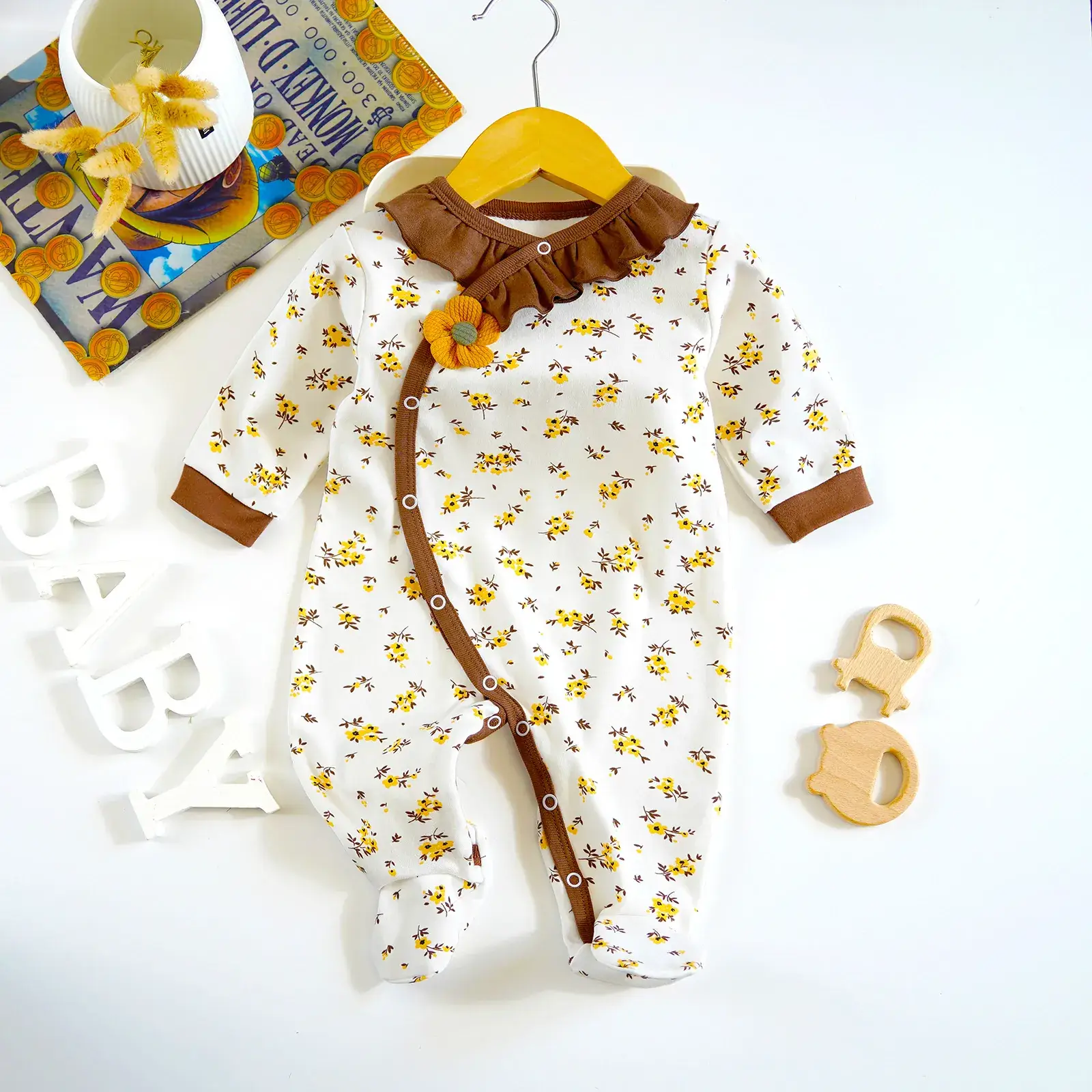 Fangying Baby Footie Suit Cotton 3-12 Months - Image 2