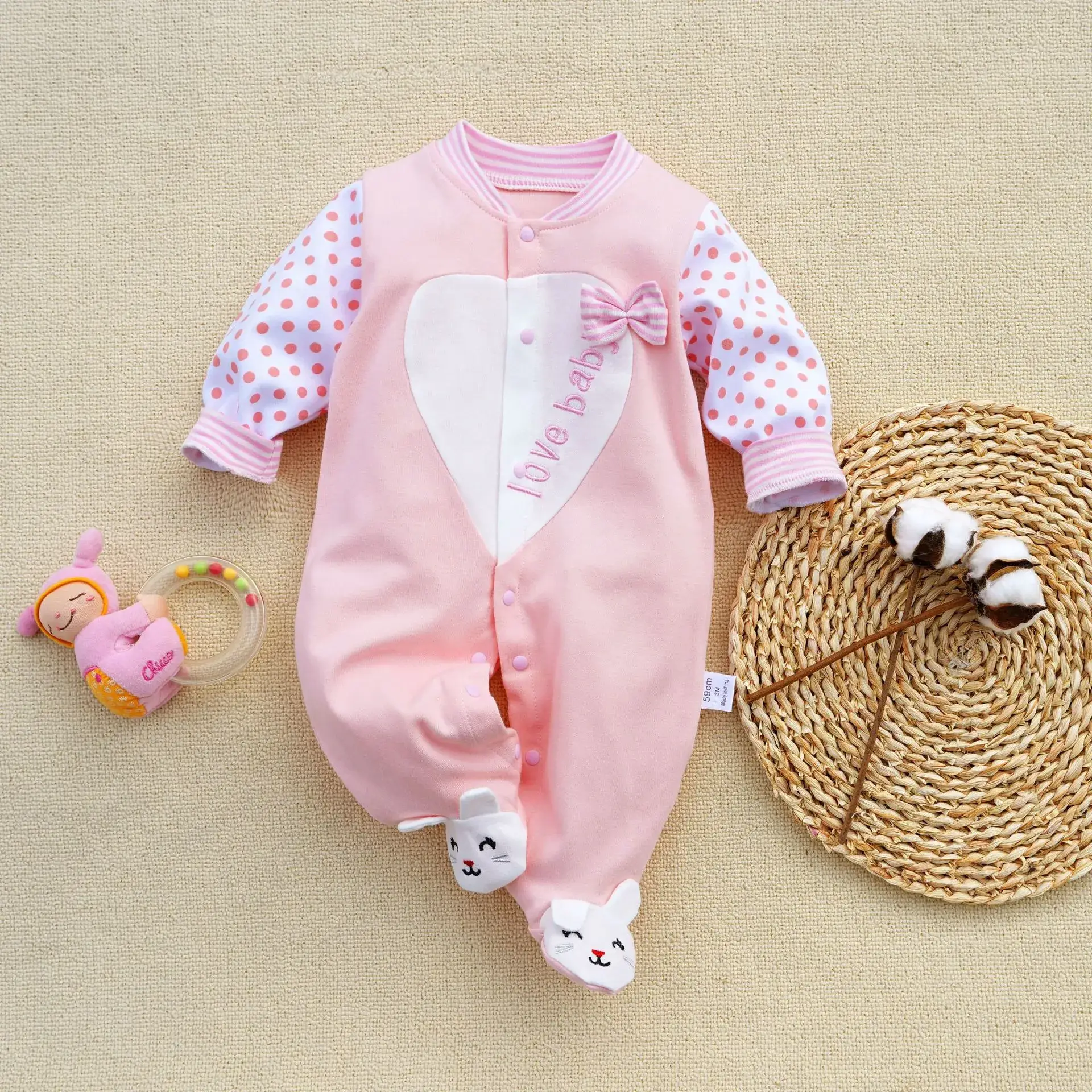 Fangying Baby Footie Suit Cotton 3-12 Months - Image 21