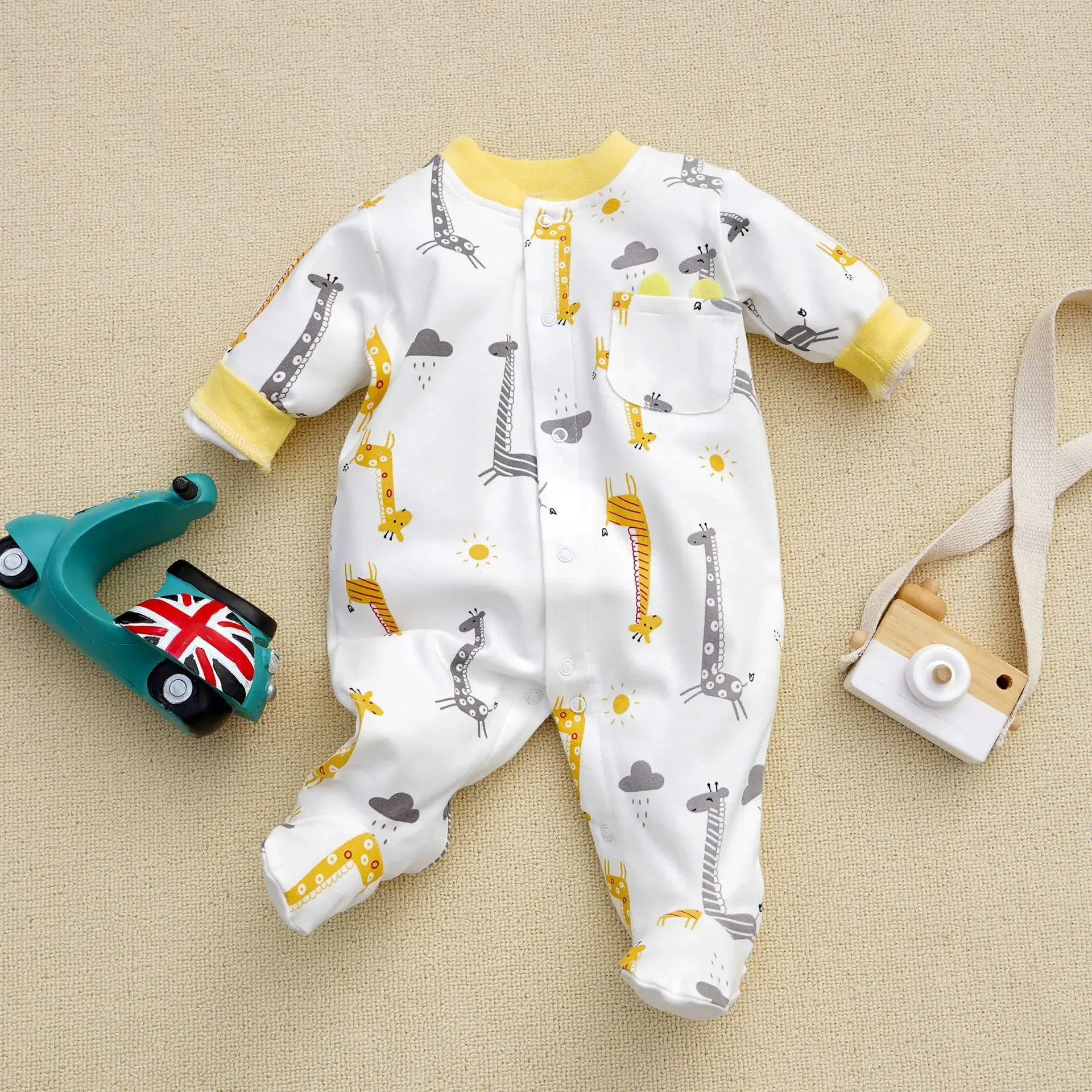 Fangying Baby Footie Suit Cotton 3-12 Months - Image 24