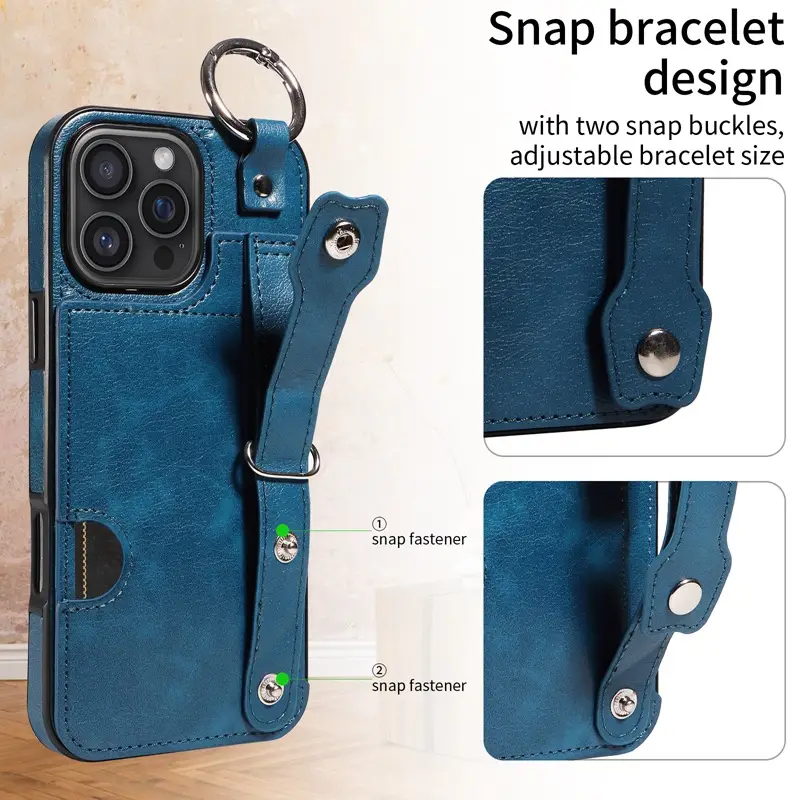 Blue Snap Bracelet iPhone Mobile Case with 3 Card Slots - Image 8