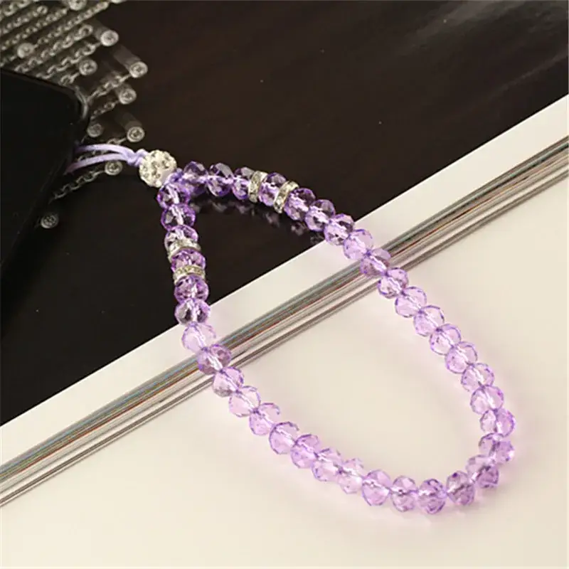 Crystal Beaded Wrist Lanyard with Blue Beads - Image 2