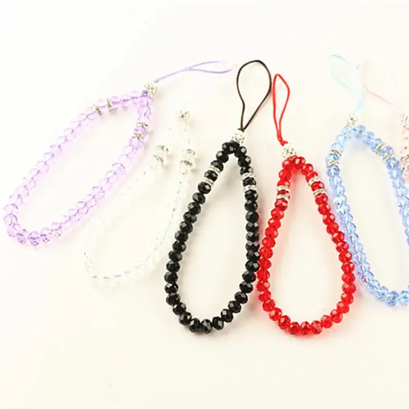 Crystal Beaded Wrist Lanyard with Blue Beads - Image 5