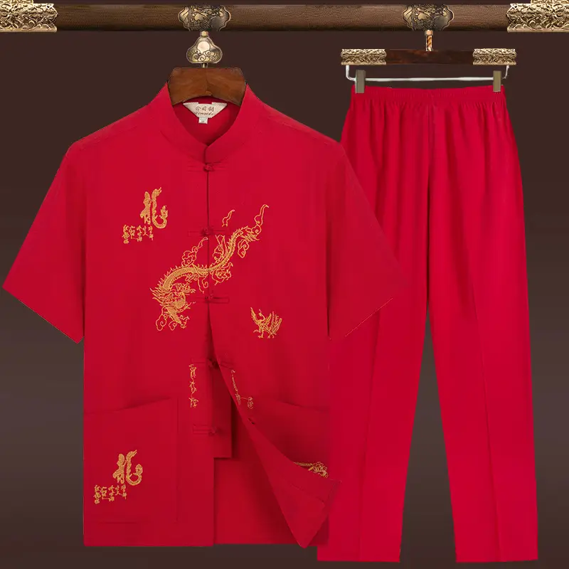 Red Chinese Style Tang Suit for Men - Image 7