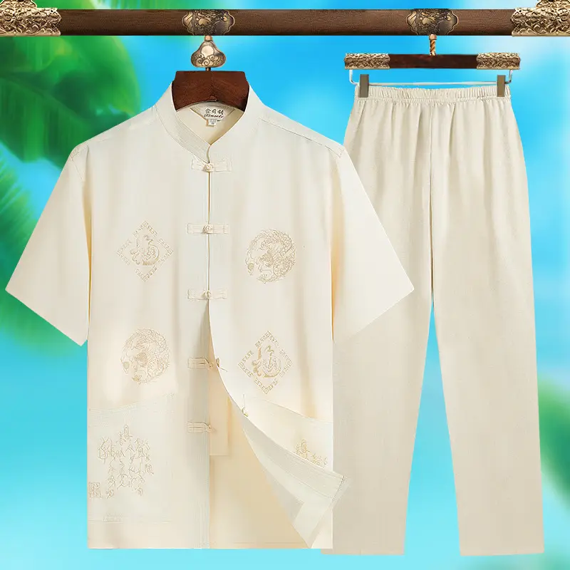 Red Chinese Style Tang Suit for Men - Image 16