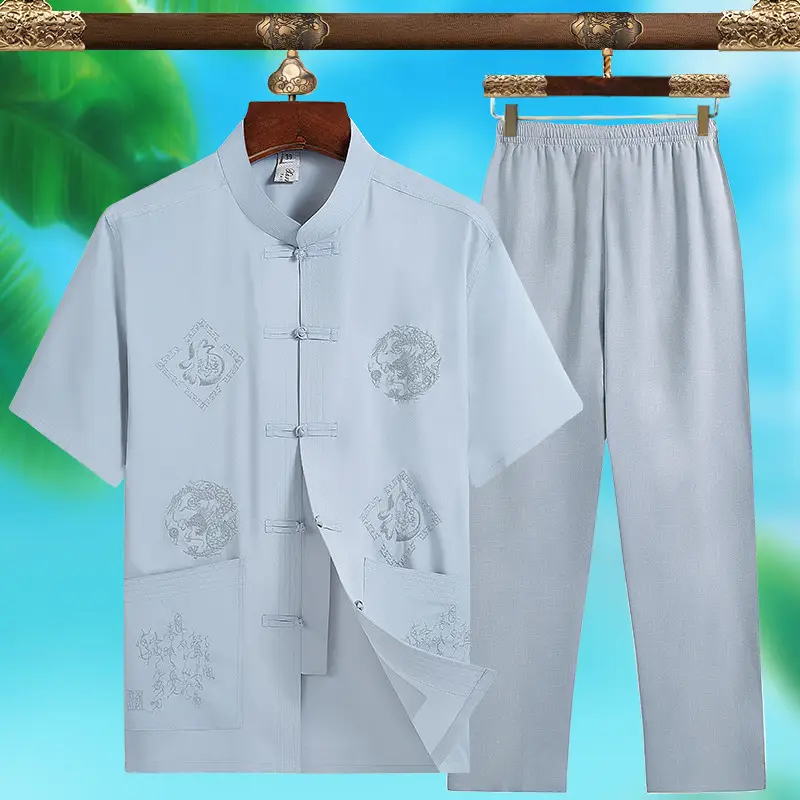 Red Chinese Style Tang Suit for Men - Image 2