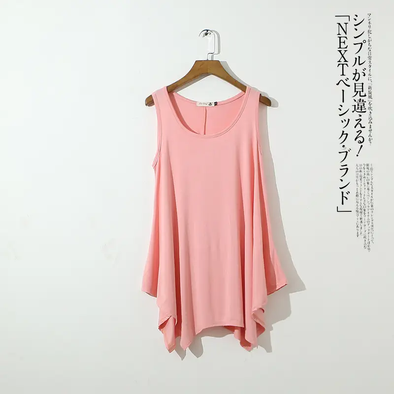 Women's Sleeveless Vest Red Irregular Hem Large - Image 2