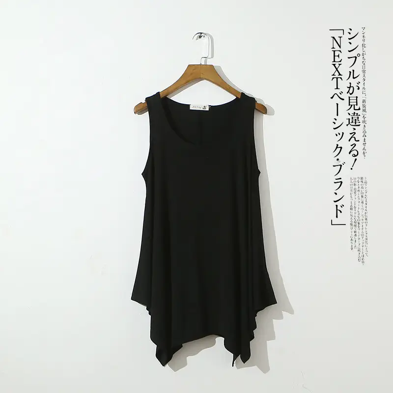 Women's Sleeveless Vest Red Irregular Hem Large - Image 4