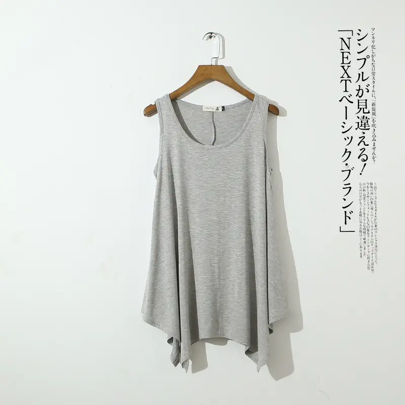 Women's Sleeveless Vest Red Irregular Hem Large - Image 6