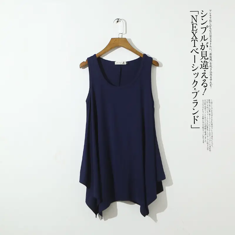 Women's Sleeveless Vest Red Irregular Hem Large - Image 8