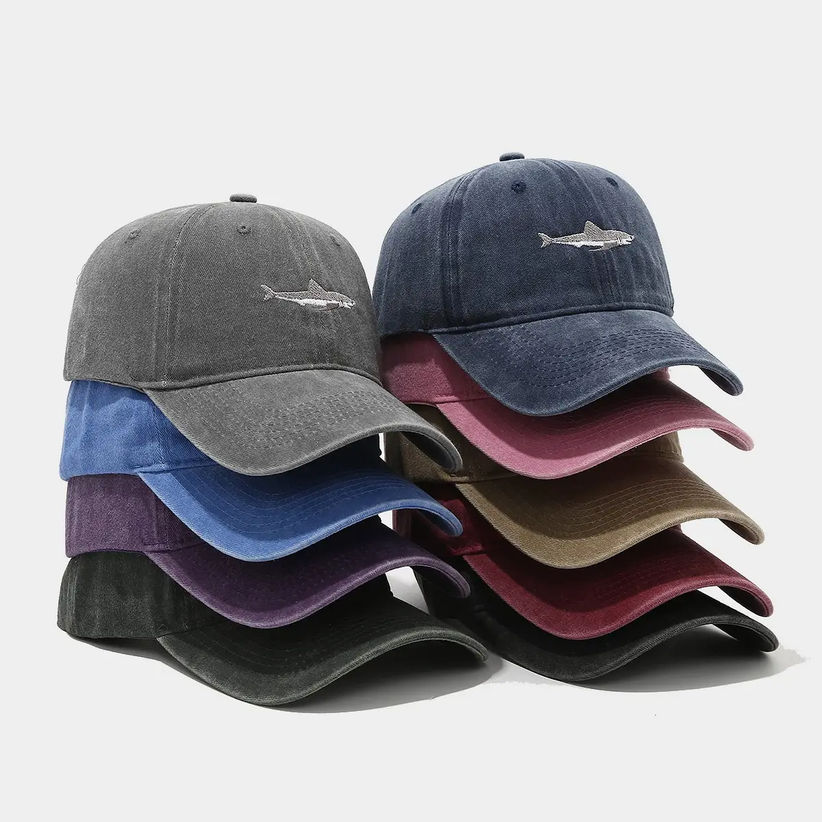 Oxford Cap Shark Embroidered Olive Green - Image 16