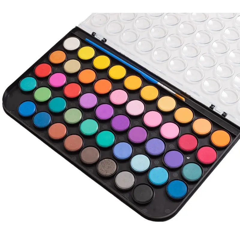 48 color solid watercolor gouache pigment plastic box suit beginner powder cake art solid watercolor factory wholesale
