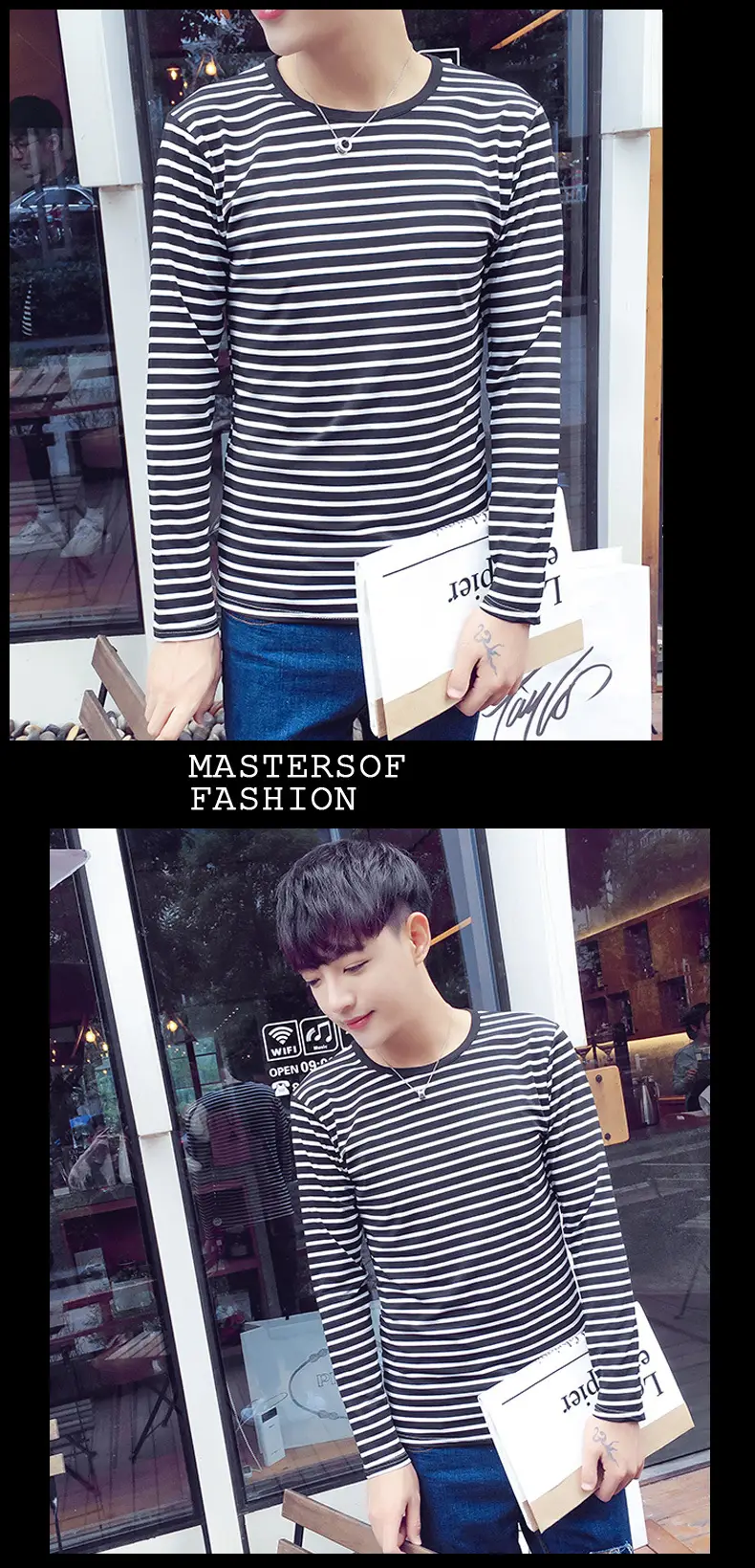 Men Long Sleeve Striped Crewneck T-Shirt 2018 โ feature 18