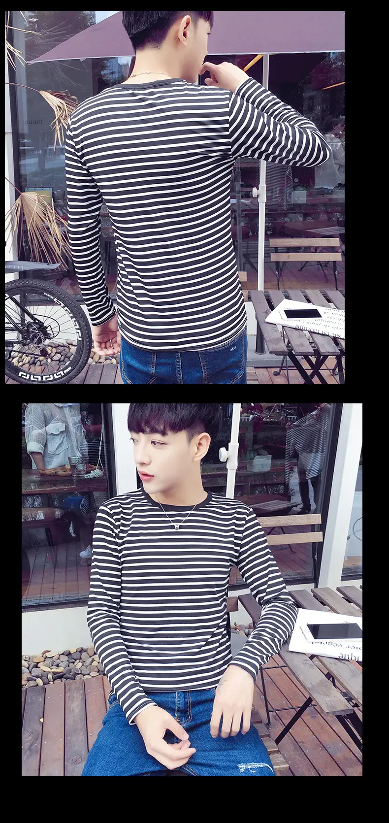 Men Long Sleeve Striped Crewneck T-Shirt 2018 โ feature 19