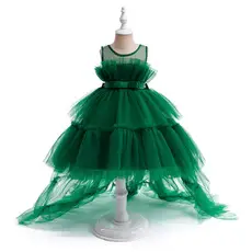 Red Beaded Flower Off-Shoulder Strap Dress for Girls — feature 3