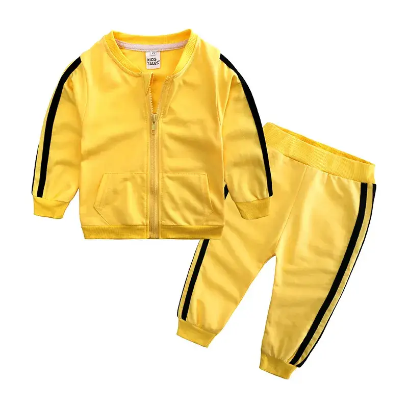 Yellow Cotton Pull-Over Track Suit for Kids 2-Piece Set - Image 2