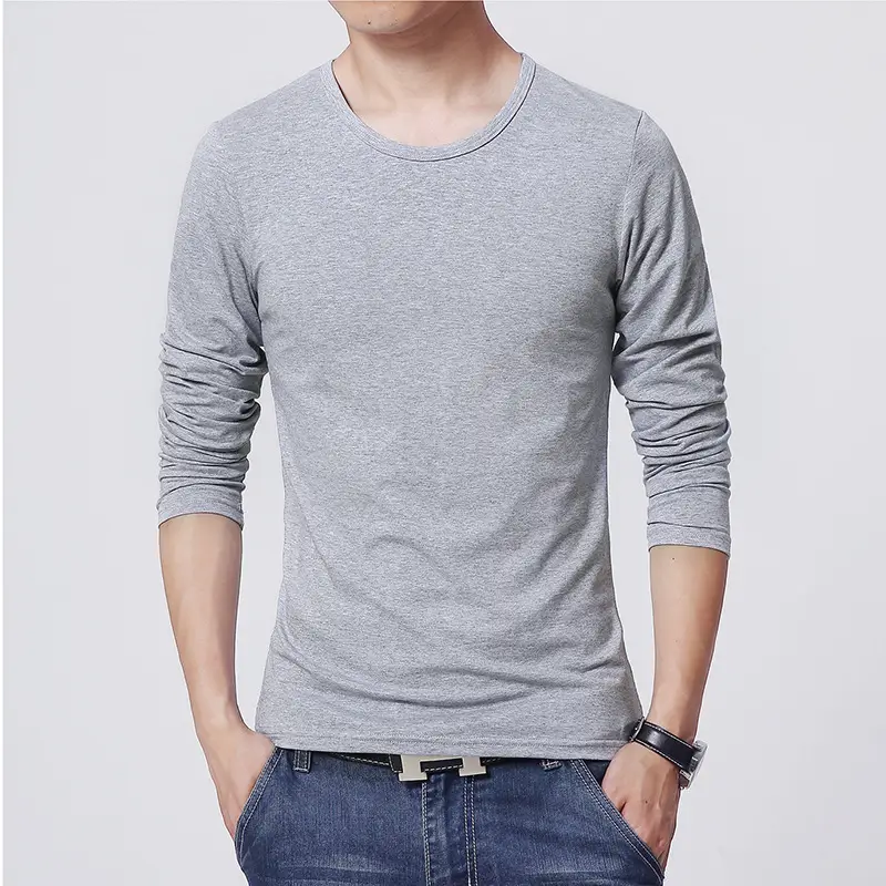 Men's 160g Long Sleeve White T-Shirt Slim Fit - Image 8