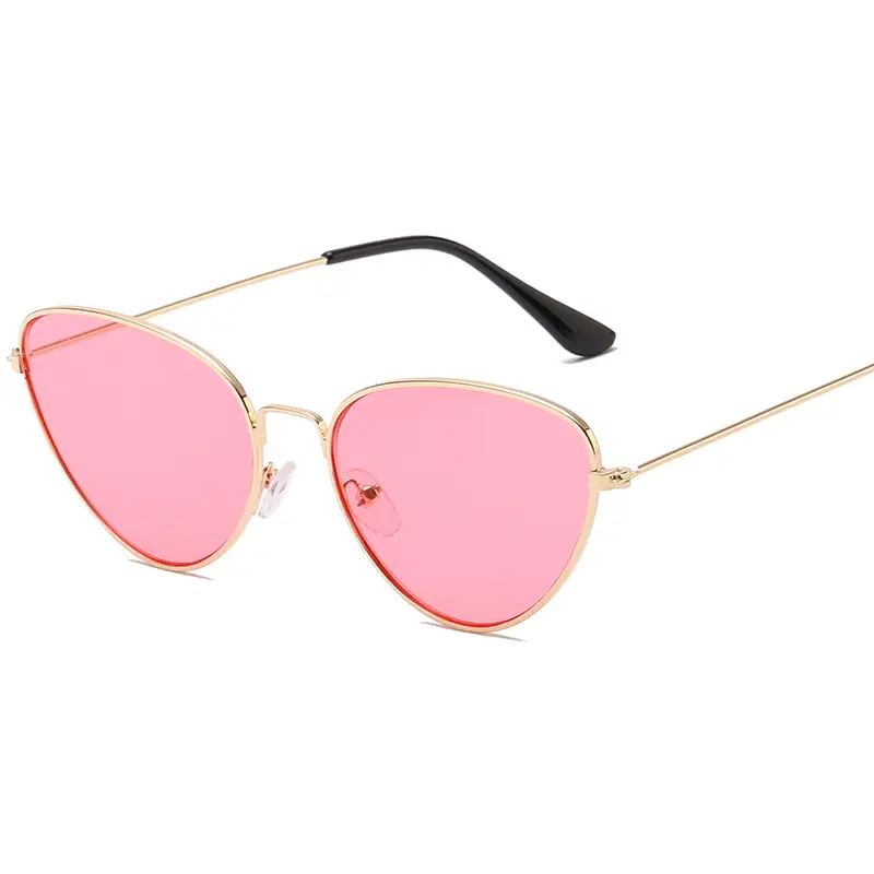 Pink Cat Eye Metal Sunglasses Ocean Style