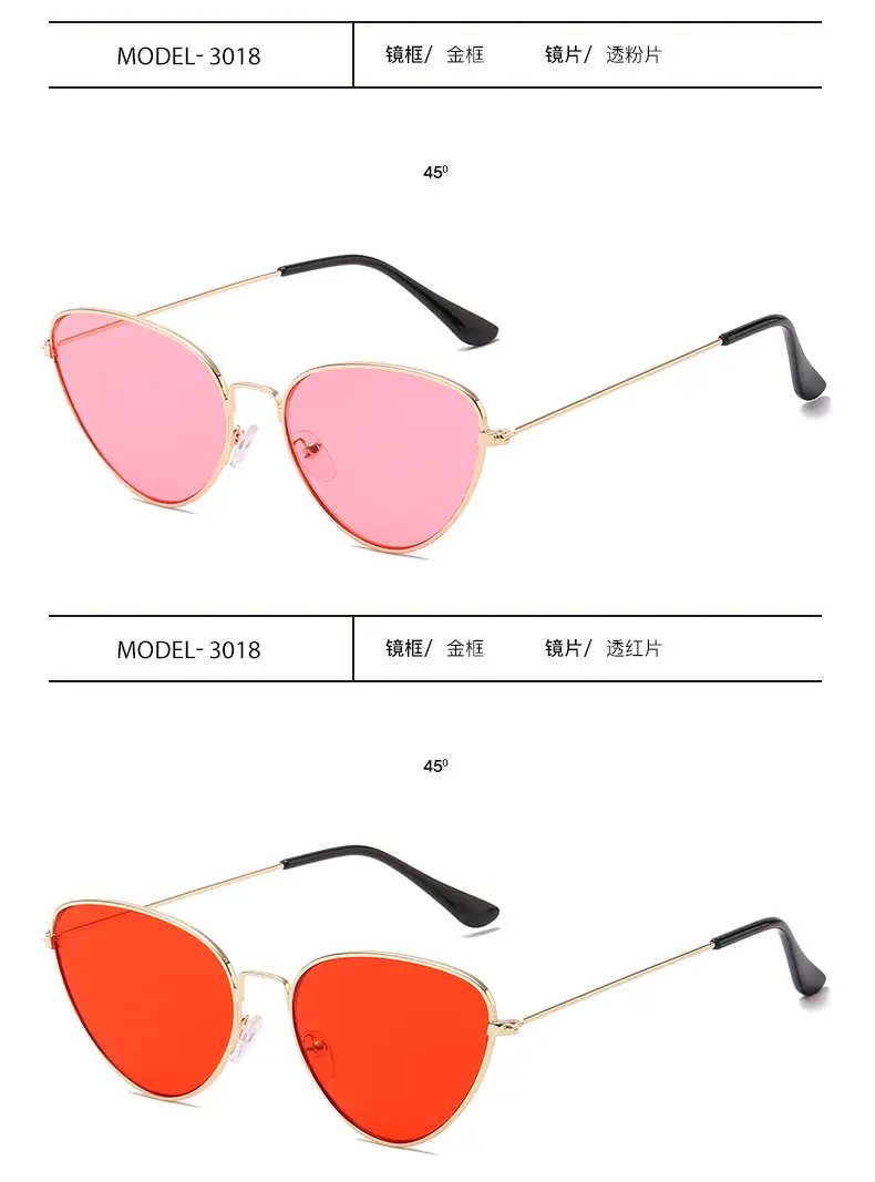 Pink Cat Eye Metal Sunglasses Ocean Style — feature 10