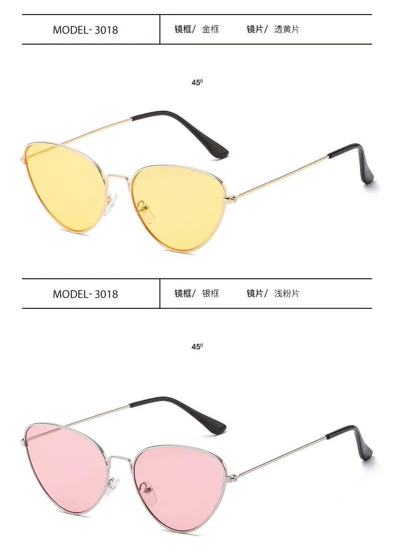 Pink Cat Eye Metal Sunglasses Ocean Style — feature 11