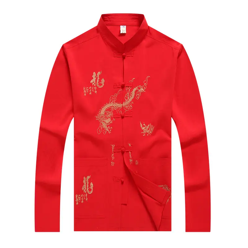 Men's White Embroidered Tang Suit Long Sleeve Spring Summer - Image 9