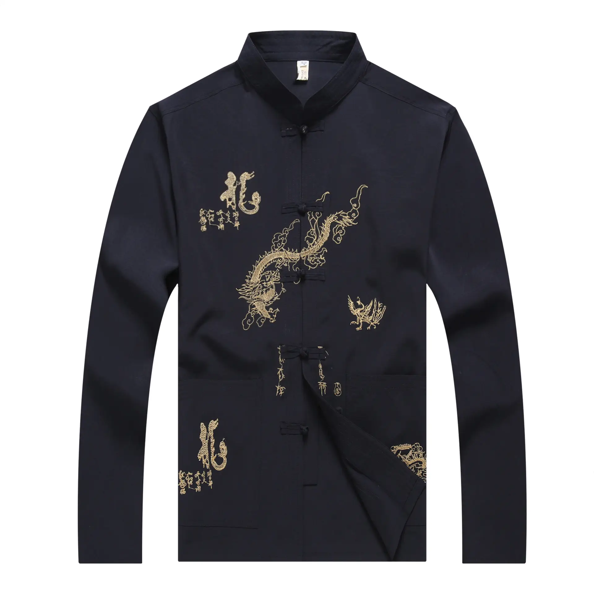 Men's White Embroidered Tang Suit Long Sleeve Spring Summer - Image 5